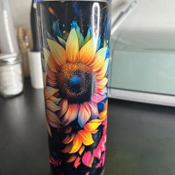 Sunflower Stainless Steel Skinny Tumbler, 20 Oz, Sublimation Skinny Tumbler