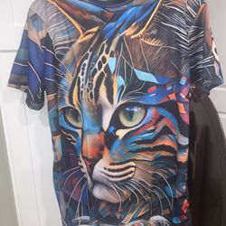 Call Unisex 3-D Cat T-Shirt, Size Small
