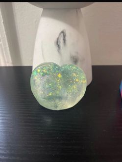Heart-Shaped Glitter Resin Paperweight