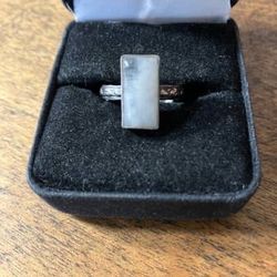 Rectangle Moon Stone & Sterling Ring Size 6
