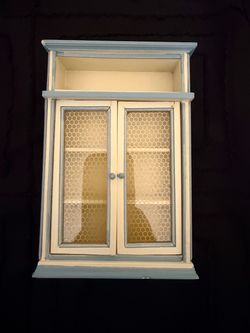 Vintage Style Farmhouse Wall Cabinet – Blue & White