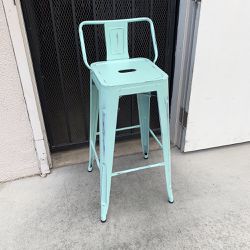 New in Box $25 (Light Blue) Metal Bar Stools w/ Backrest  30” Seat Height for Kitchen Counter Top Barstool 