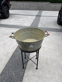 Pottery Barn Galvanized Beverage Tub with Stand
