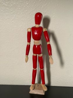Red Wooden Artist Mannequin with Stand