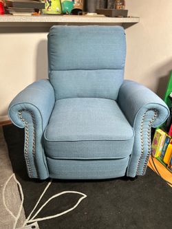 Handy Living Light Blue Recliner Chair w/ Nailhead Trim – Excellent Condition