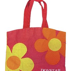 Dovetail Floral Tote Bag Pink Orange Yellow Flowers Canvas Shopper Reusable Purs