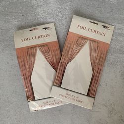 2x Rose Gold Foil Curtains 3’ x 8’ Each For Party Celebration Birthday Baby Bridal Shower