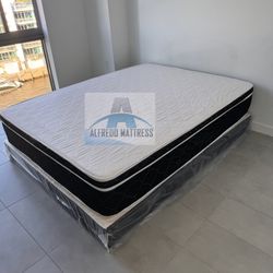 Queen Pillow Top Mattress Set – NEW – Medium Firm & Comfortable – Box Spring Included – Delivery Available 