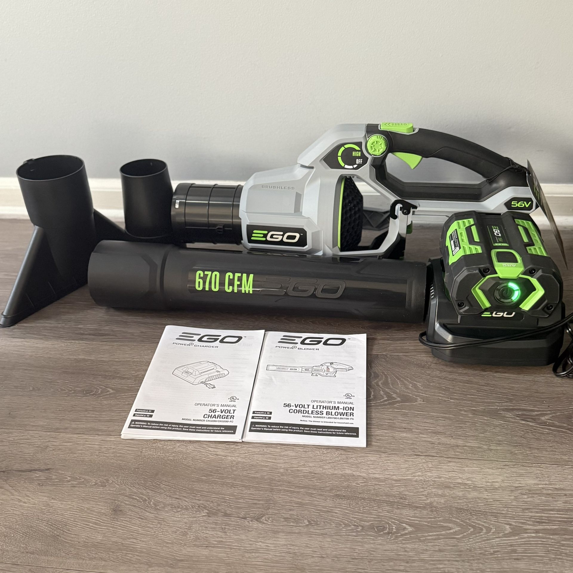 EGO POWER+ Leaf Blower, Cordless Electric 670 CFM, Includes 56V 4.0Ah Battery and Charger - LB6703