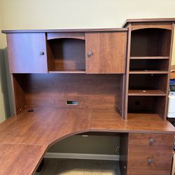 Home Office Desk With Hutch And Drawers  