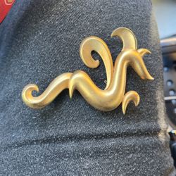  JJ Medieval Dragon Brushed Gold Tn Metal Brooch