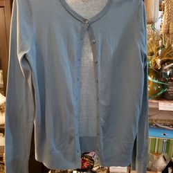Ladies Medium Green/blue Loft Sweater Cardigan 
