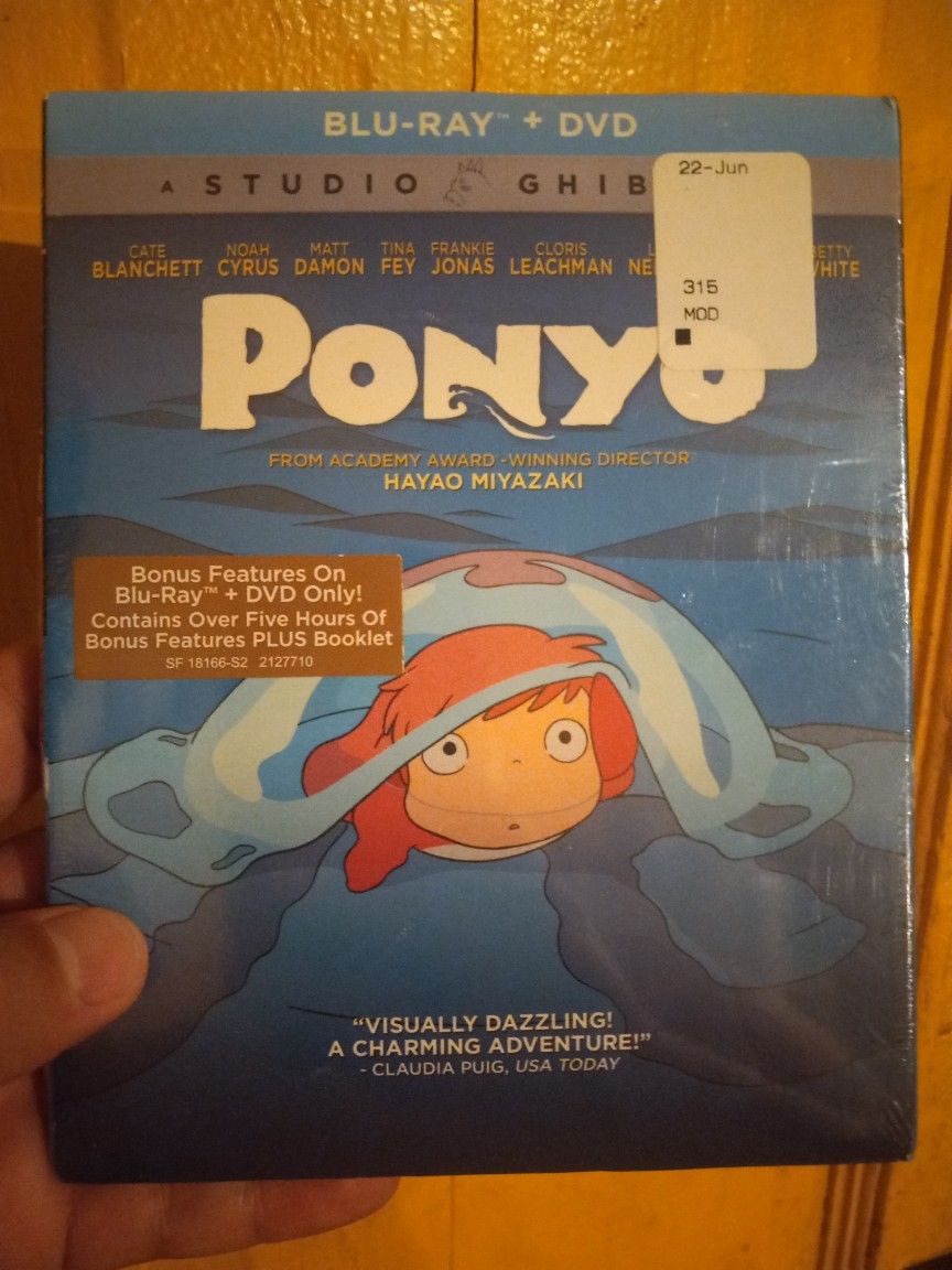 Ponyo Blu Ray and DVD set with Slipcover, Brand New