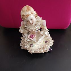 Bone China Dresden Style Figurine 4 " Tall