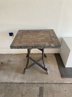 Tile Top Accent / Bistro Table – Metal Base