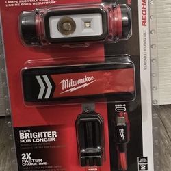Milwaukee LED Head Lamp Redlithium 600 Lumen USB Hard Hat Light 2163-21 NEW