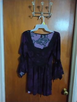 Purple Gothic Blouse with Bell Sleeves. Large