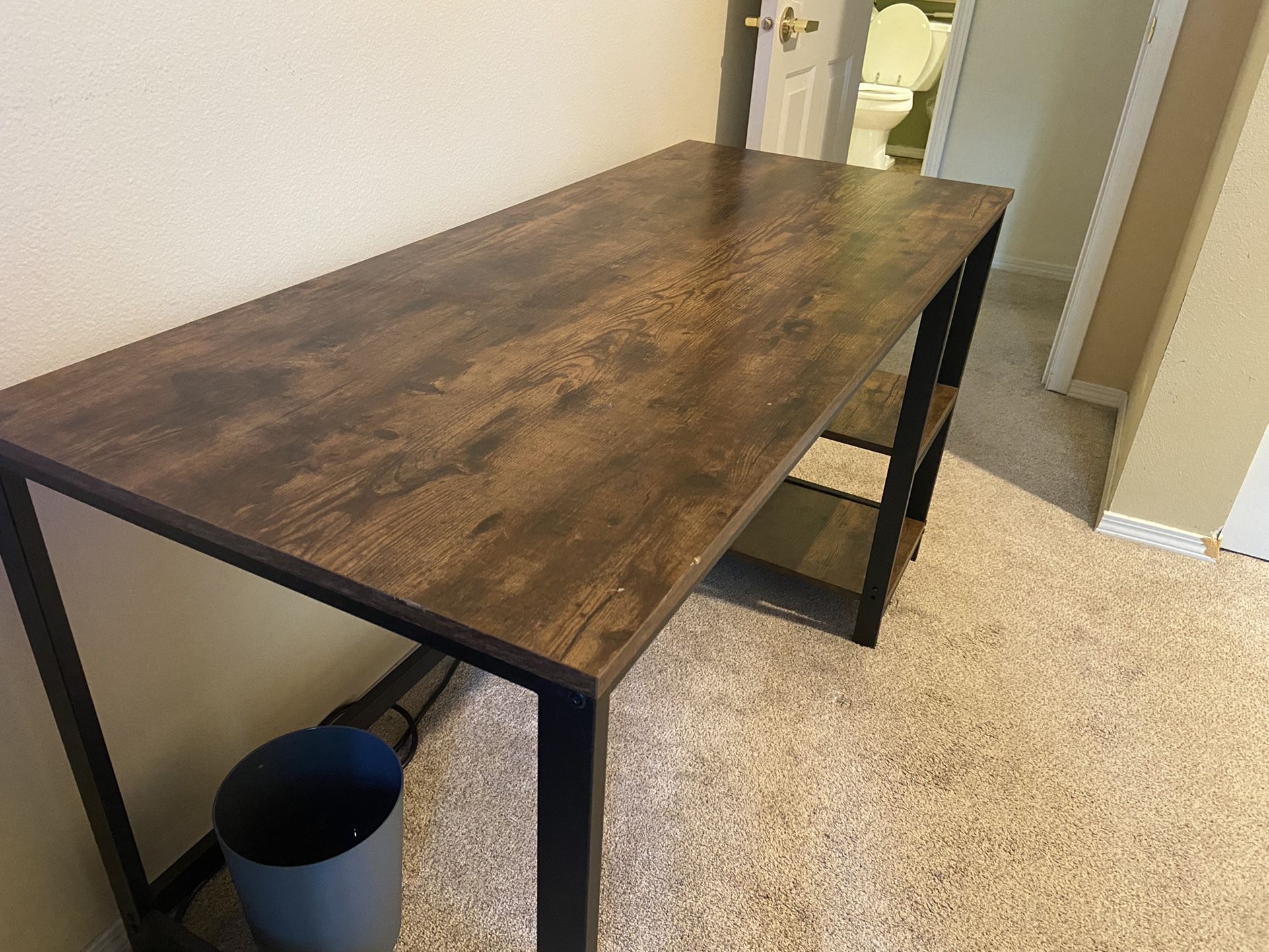 Table with side shelving