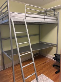IKEA TROMSÖ Twin/Single Loft Bed with Integrated Desk, Silver