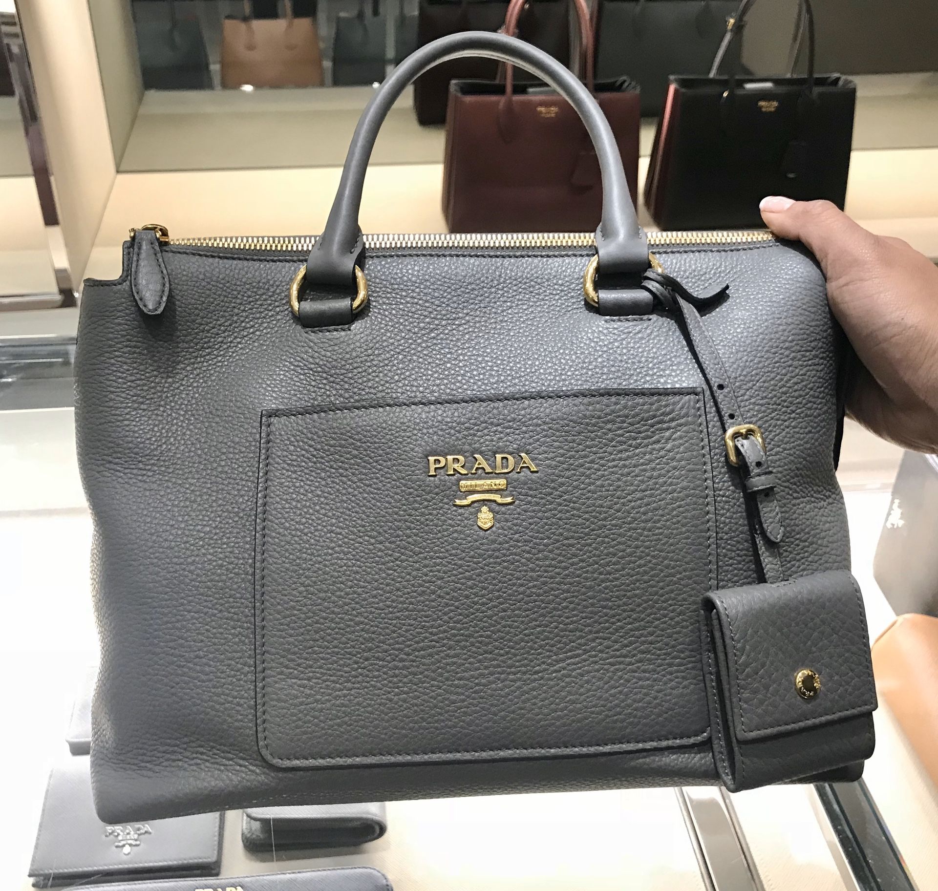 Prada purse grey. Authentic brand new never used