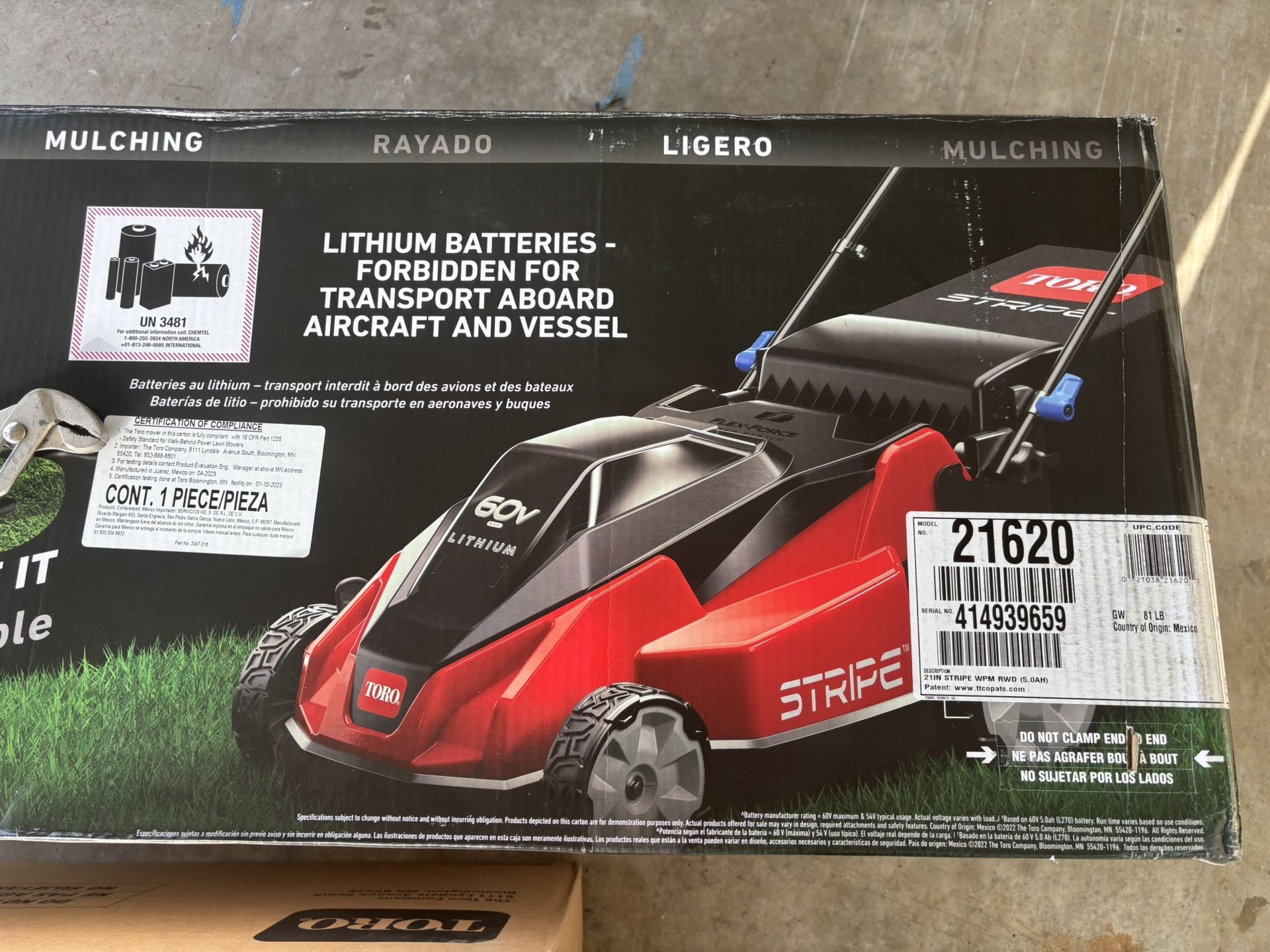 New Toro Foldable 60-Volt 21-Inch Stripe Cordless Electric Self Propelled Lawn Mower