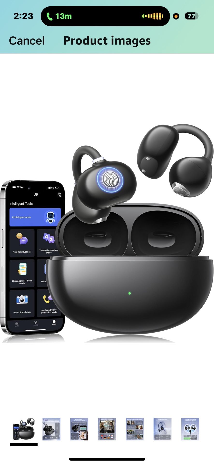 Open Ear Earbuds Clip-On Headphones, Lightweight Comfort Open Ear Clip Wireless Earbuds, 48H Play Bluetooth 5.4 Headphones with 163 Languages AI Trans