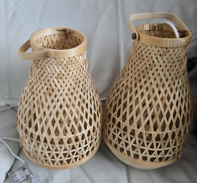 14"bamboo/handmade Lamp Table. $80 Both.