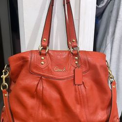 Coach Leather Shoulder Bag – Orange