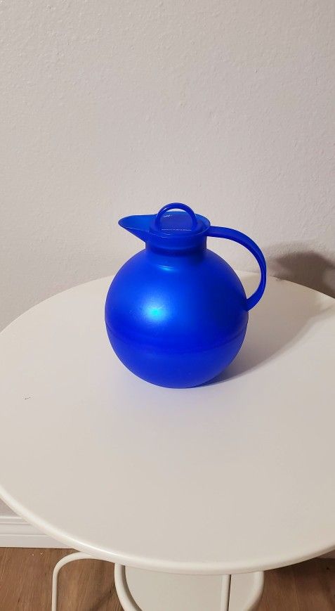 Vintage Alfi insulated thermos pitcher designed by Ole Palsby Denmark  Germany Plastic And Glass Collectible Bright Blue