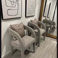 Modway Pinnacle Boucle Upholstered Dining Chair Set of Two, Taupe