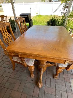 Oak Dining Table with Chairs Set