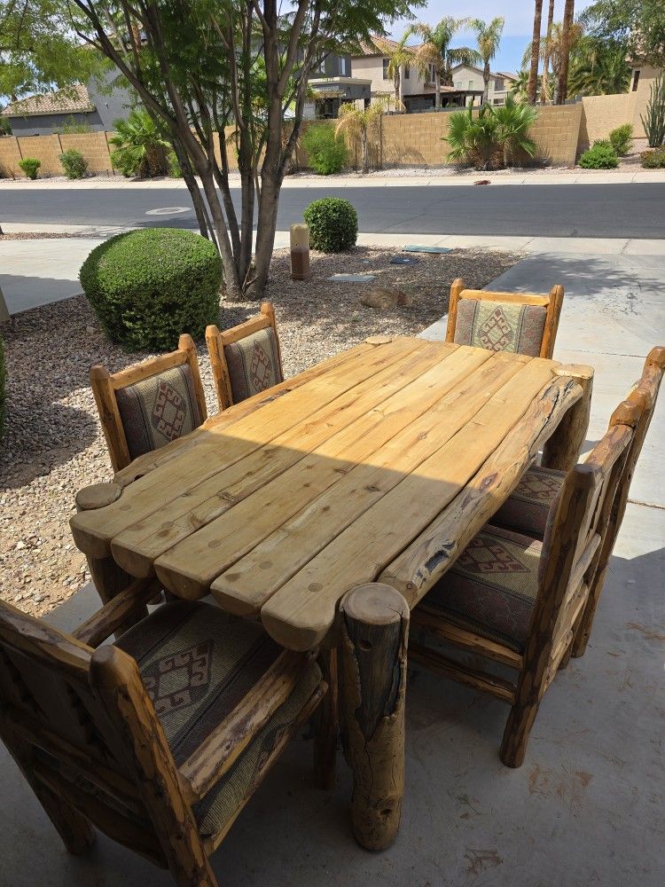 Rustic Log Kitchen Table And Chairs