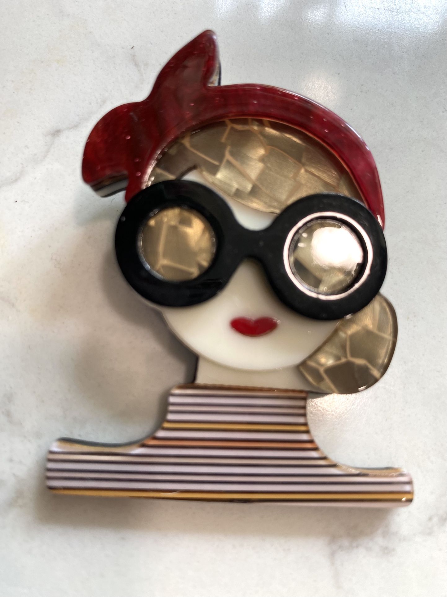 Cutest New Vintage Style Brooch / Lapel Pin Fashion Fun - Made in Thick Acrylic Material