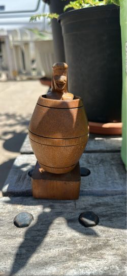 Wooden Barrel Figurine Novelty Toy