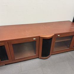 Real Wood Black Posts Quad AV Cabinet 