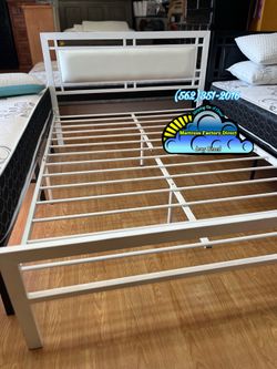 Full white metal bed frame new cama hera matrimonial