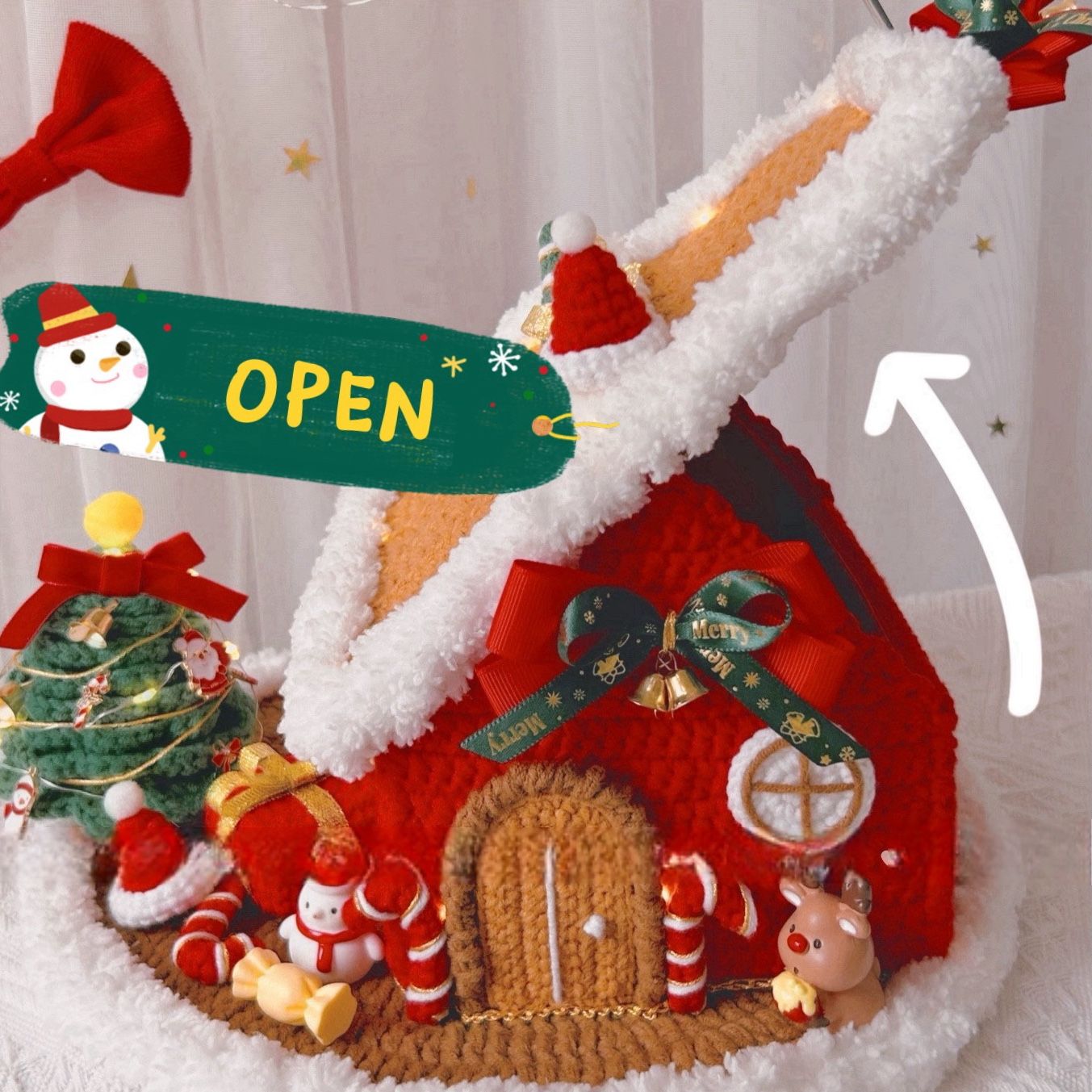 【Custom】Crochet 3D Christmas Gingerbread House with Light