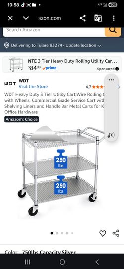 Wdt Heavy Duty 3-tier Rolling Utility Cart