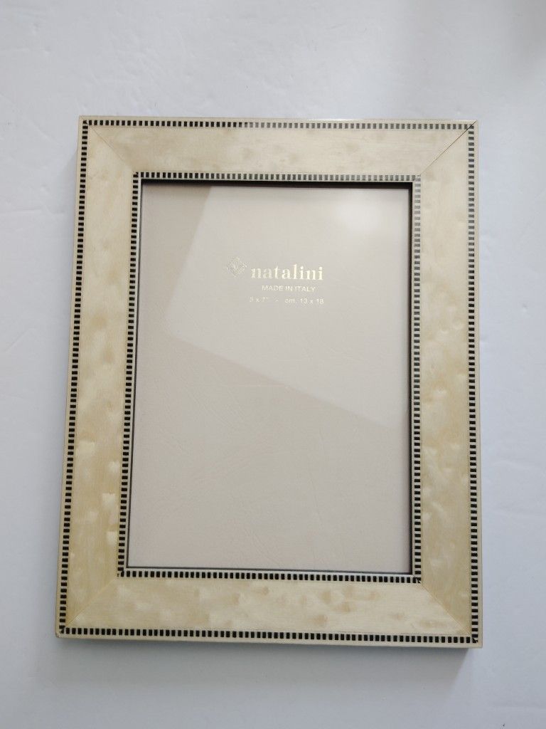 Natalini Marquetry Wood Italian Hand Crafted Photo Frame 5"x7"Alabaster/Black
