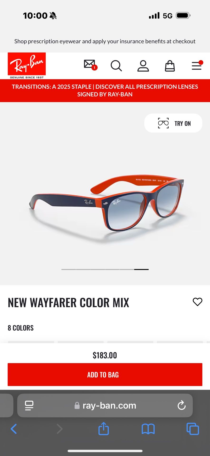 WAYFARER COLOR MIX-Polished blue On Orange