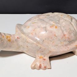 Hand-Carved 8" Marble Turtle Figurine - Natural Stone Sculpture Home Decor
