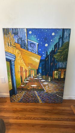 Painting 4ft tall x 3ft wide- Café terrace at night