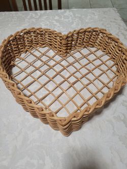 Wicker Basket Heart shape home decor Gold in color