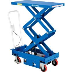 Global Industrial™ Mobile Scissor Lift Table with Hook-on Bin - 1100 Lb. Cap. 36 x 24 Platform