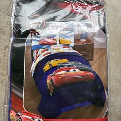 Disney Pixar Cars Microfiber Twin Comforter Reversible 64” X 86” Speedy McQueen