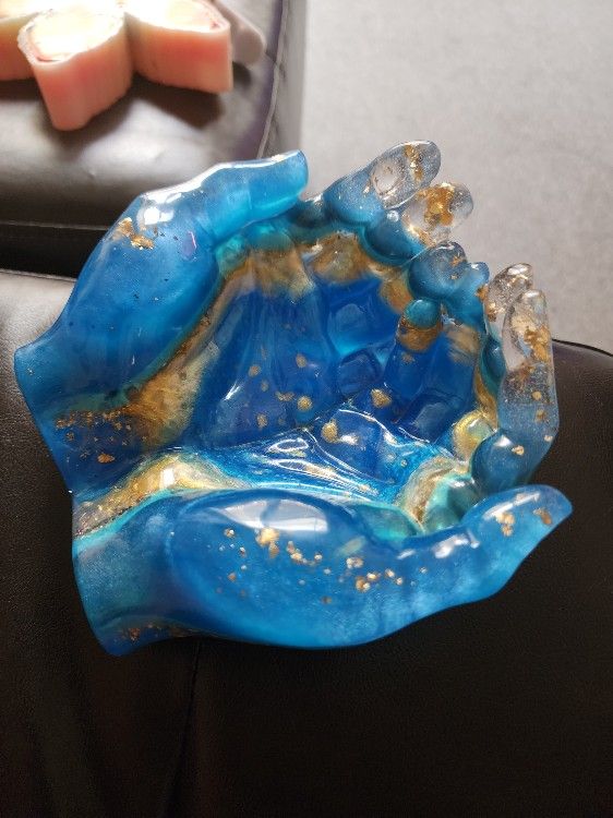 Blue Ornamental resin hands 