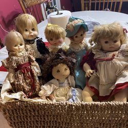 6 Antique  Dolls All 6 For $55