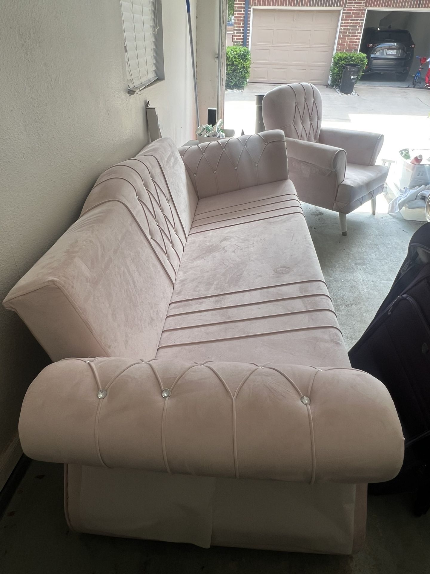 Pink & Blue French Victorian Couches & Chair