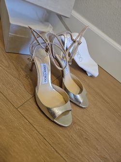 Jimmy Choo Metallic Gold Ankle Strap Heels