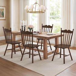 Wooden Dining Chairs Set of 4, Windsor Dining Chair with Thickened Backrest, Morden and Mid Century Kitchen Chairs for Dining Room